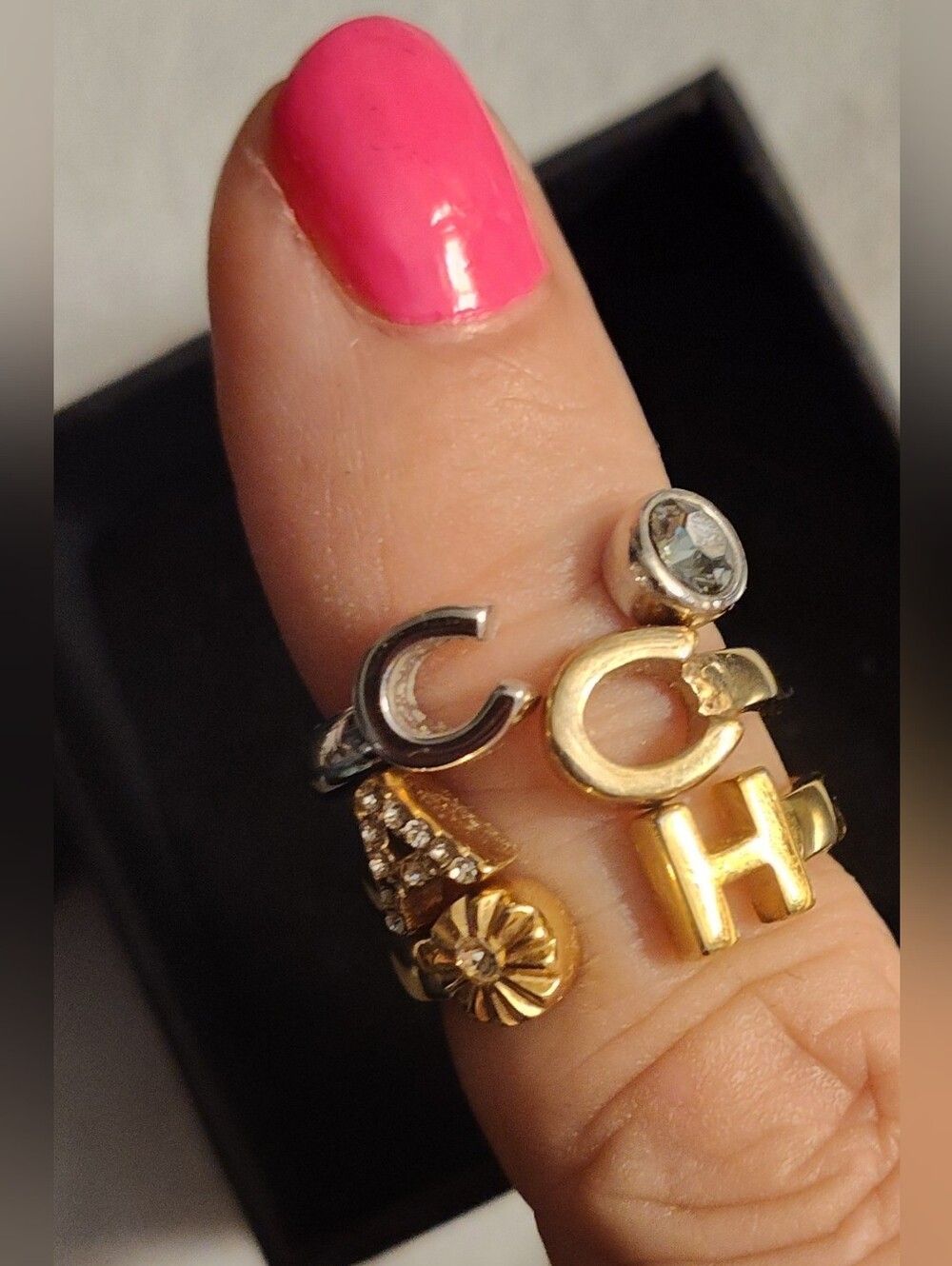 Coach Gold and Silver Letter Approx Size 6 Stackable Rings - Stamped